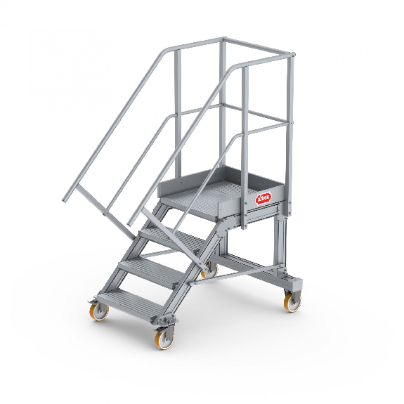 Podesttreppe fahrbar 45° 4 Stufen Podesttreppe fahrbar 45° 4 Stufen-Beschreibung lesen