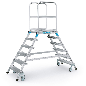Podestleiter fahrbar mit 2x6 Leichtmetall-Stufen-Beschreibung lesen
