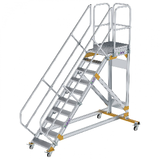 Plattformtreppe fahrbar 45° Stufenbreite 600mm 10 Stufen-Beschreibung lesen