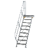 Treppe mit Plattform 45°, Handlauf, 600mm Stufenbreite, 9 Stufen