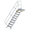 Treppe mit Plattform 45°, Handlauf, 600mm Stufenbreite, 9 Stufen