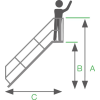 Treppe 45° inkl. Handlauf, 600mm Stufenbreite, 6 Stufen