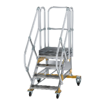 Plattformtreppe fahrbar 45° Stufenbreite 600mm 4 Stufen-Beschreibung lesen