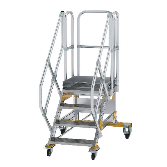 Plattformtreppe fahrbar 45° Stufenbreite 600mm 4 Stufen Plattformtreppe fahrbar 45° Stufenbreite 600mm 4 Stufen-Beschreibung lesen