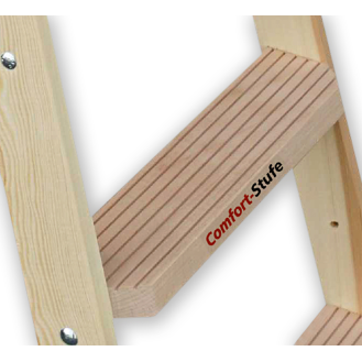 Euroline Holz Stufenstehleiter mit Comfort-Stufen mit Werkzeugablage 2x10 Stufen-Beschreibung lesen