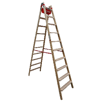 Euroline Holz Stufenstehleiter mit Comfort-Stufen mit Werkzeugablage 2x10 Stufen-Beschreibung lesen