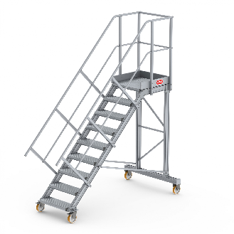 Podesttreppe fahrbar 45° 9 Stufen-Beschreibung lesen