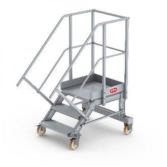 Fahrbare Podesttreppe 45° mit 3 Stufen-Beschreibung lesen