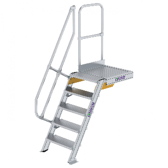 Treppe mit Plattform 60°, Handlauf, 600mm Stufenbreite, 5 Stufen-Beschreibung lesen