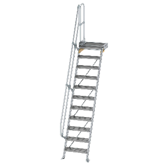 Treppe mit Plattform 60°, Handlauf, 600mm Stufenbreite, 11 Stufen-Beschreibung lesen
