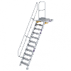 Treppe mit Plattform 60°, Handlauf, 600mm Stufenbreite, 11 Stufen