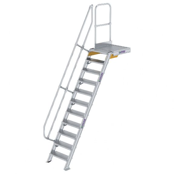 Treppe mit Plattform 60°, Handlauf, 600mm Stufenbreite, 11 Stufen Treppe mit Plattform 60°, Handlauf, 600mm Stufenbreite, 11 Stufen-Beschreibung lesen