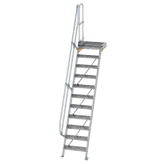 Treppe mit Plattform 60°, Handlauf, 600mm Stufenbreite, 11 Stufen-Beschreibung lesen
