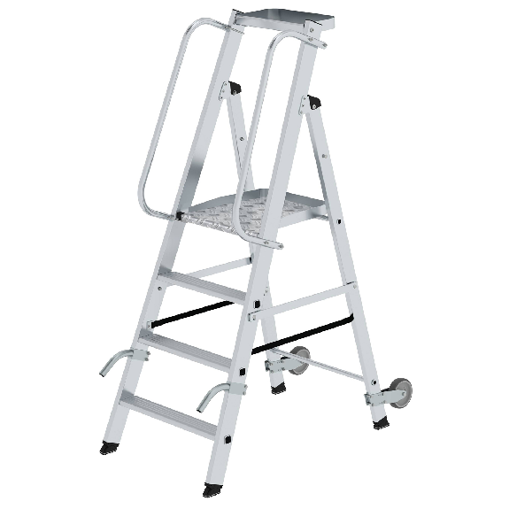 Aluminium-Stehleiter mit Rollen und Griff 4 Stufen Aluminium-Stehleiter mit Rollen und Griff 4 Stufen-Beschreibung lesen