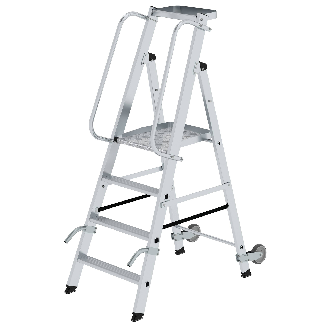 Aluminium-Stehleiter mit Rollen und Griff 4 Stufen-Beschreibung lesen