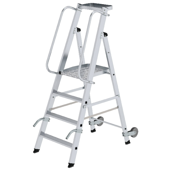 Aluminium-Stehleiter mit Rollen und Griff 4 Stufen Aluminium-Stehleiter mit Rollen und Griff 4 Stufen-Beschreibung lesen