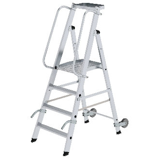Aluminium-Stehleiter mit Rollen und Griff 4 Stufen-Beschreibung lesen