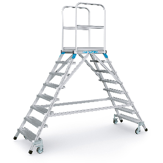 Podestleiter fahrbar mit 2x8 Leichtmetall-Stufen-Beschreibung lesen