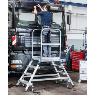 Podestleiter fahrbar mit 2x8 Leichtmetall-Stufen-Beschreibung lesen