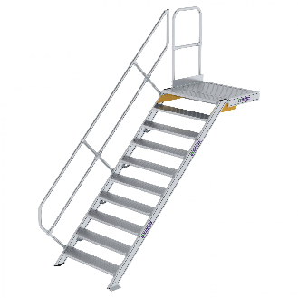Treppe mit Plattform 45°, Handlauf, 1000mm Stufenbreite, 10 Stufen-Beschreibung lesen