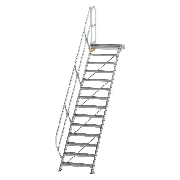 Treppe mit Plattform 45°, Handlauf, 800mm Stufenbreite, 14 Stufen Treppe mit Plattform 45°, Handlauf, 800mm Stufenbreite, 14 Stufen-Beschreibung lesen