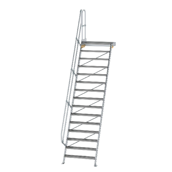 Treppe mit Plattform 60°, Handlauf, 1000mm Stufenbreite, 15 Stufen Treppe mit Plattform 60°, Handlauf, 1000mm Stufenbreite, 15 Stufen-Beschreibung lesen