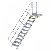 Treppe mit Plattform 45°, Handlauf, 600mm Stufenbreite, 11 Stufen