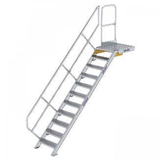 Treppe mit Plattform 45°, Handlauf, 600mm Stufenbreite, 11 Stufen-Beschreibung lesen