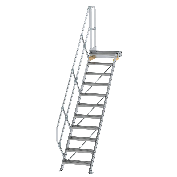 Treppe mit Plattform 45°, Handlauf, 600mm Stufenbreite, 11 Stufen Treppe mit Plattform 45°, Handlauf, 600mm Stufenbreite, 11 Stufen-Beschreibung lesen