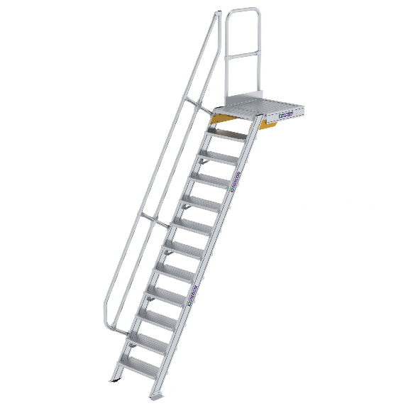 Treppe mit Plattform 60°, Handlauf, 600mm Stufenbreite, 12 Stufen Treppe mit Plattform 60°, Handlauf, 600mm Stufenbreite, 12 Stufen-Beschreibung lesen
