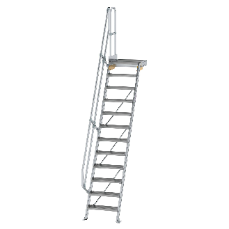 Treppe mit Plattform 60°, Handlauf, 600mm Stufenbreite, 12 Stufen-Beschreibung lesen