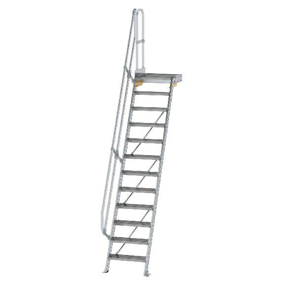 Treppe mit Plattform 60°, Handlauf, 600mm Stufenbreite, 12 Stufen Treppe mit Plattform 60°, Handlauf, 600mm Stufenbreite, 12 Stufen-Beschreibung lesen
