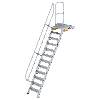 Treppe mit Plattform 60°, Handlauf, 600mm Stufenbreite, 12 Stufen