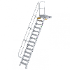 Treppe mit Plattform 60° inkl. einen Handlauf, 600mm Stufenbreite, 14 Stufen