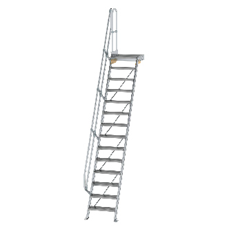 Treppe mit Plattform 60° inkl. einen Handlauf, 600mm Stufenbreite, 14 Stufen-Beschreibung lesen