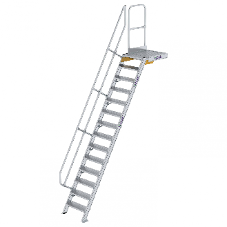 Treppe mit Plattform 60° inkl. einen Handlauf, 600mm Stufenbreite, 14 Stufen-Beschreibung lesen