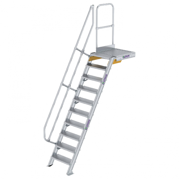 Treppe mit Plattform 60°, Handlauf, 600mm Stufenbreite, 10 Stufen Treppe mit Plattform 60°, Handlauf, 600mm Stufenbreite, 10 Stufen-Beschreibung lesen