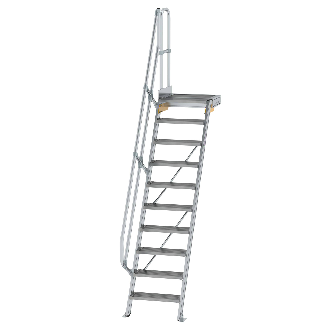 Treppe mit Plattform 60°, Handlauf, 600mm Stufenbreite, 10 Stufen-Beschreibung lesen