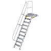Treppe mit Plattform 60°, Handlauf, 600mm Stufenbreite, 10 Stufen