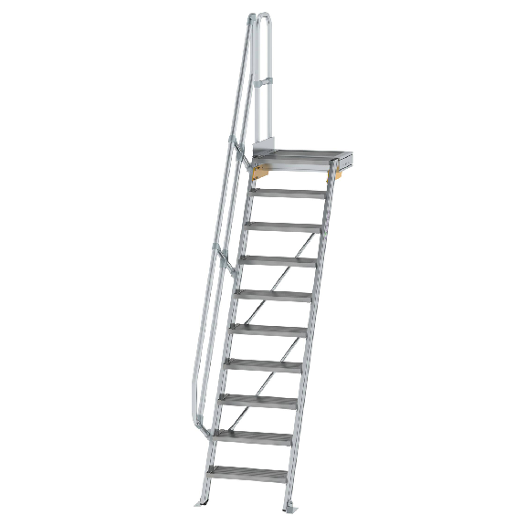 Treppe mit Plattform 60°, Handlauf, 600mm Stufenbreite, 10 Stufen Treppe mit Plattform 60°, Handlauf, 600mm Stufenbreite, 10 Stufen-Beschreibung lesen