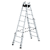 Aluminium Stehleiter, treppengängig, mit 4 Holmverlängerungen 2x8 Sprossen