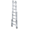 Aluminium Stehleiter, treppengängig, mit 4 Holmverlängerungen 2x8 Sprossen