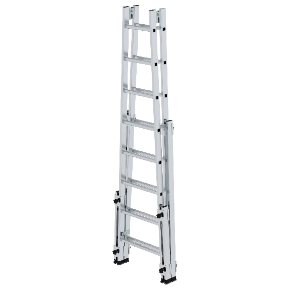 Aluminium Stehleiter, treppengängig, mit 4 Holmverlängerungen 2x8 Sprossen Aluminium Stehleiter, treppengängig, mit 4 Holmverlängerungen 2x8 Sprossen-Beschreibung lesen