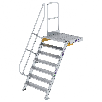 Treppe mit Plattform 60°, Handlauf, 1000mm Stufenbreite, 7 Stufen-Beschreibung lesen