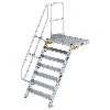 Treppe mit Plattform 60°, Handlauf, 1000mm Stufenbreite, 7 Stufen