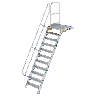Treppe mit Plattform 60°, Handlauf, 800mm Stufenbreite, 11 Stufen-Beschreibung lesen