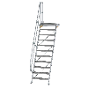 Treppe mit Plattform 60°, Handlauf, 800mm Stufenbreite, 11 Stufen