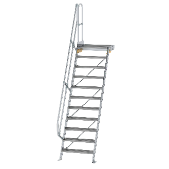 Treppe mit Plattform 60°, Handlauf, 800mm Stufenbreite, 11 Stufen-Beschreibung lesen