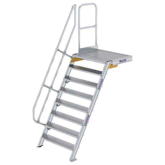 Treppe mit Plattform 60° inkl. einen Handlauf, 1000mm Stufenbreite 8 Stufen Treppe mit Plattform 60° inkl. einen Handlauf, 1000mm Stufenbreite 8 Stufen-Beschreibung lesen