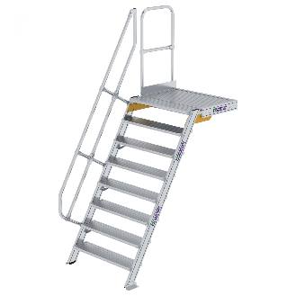 Treppe mit Plattform 60° inkl. einen Handlauf, 1000mm Stufenbreite 8 Stufen-Beschreibung lesen